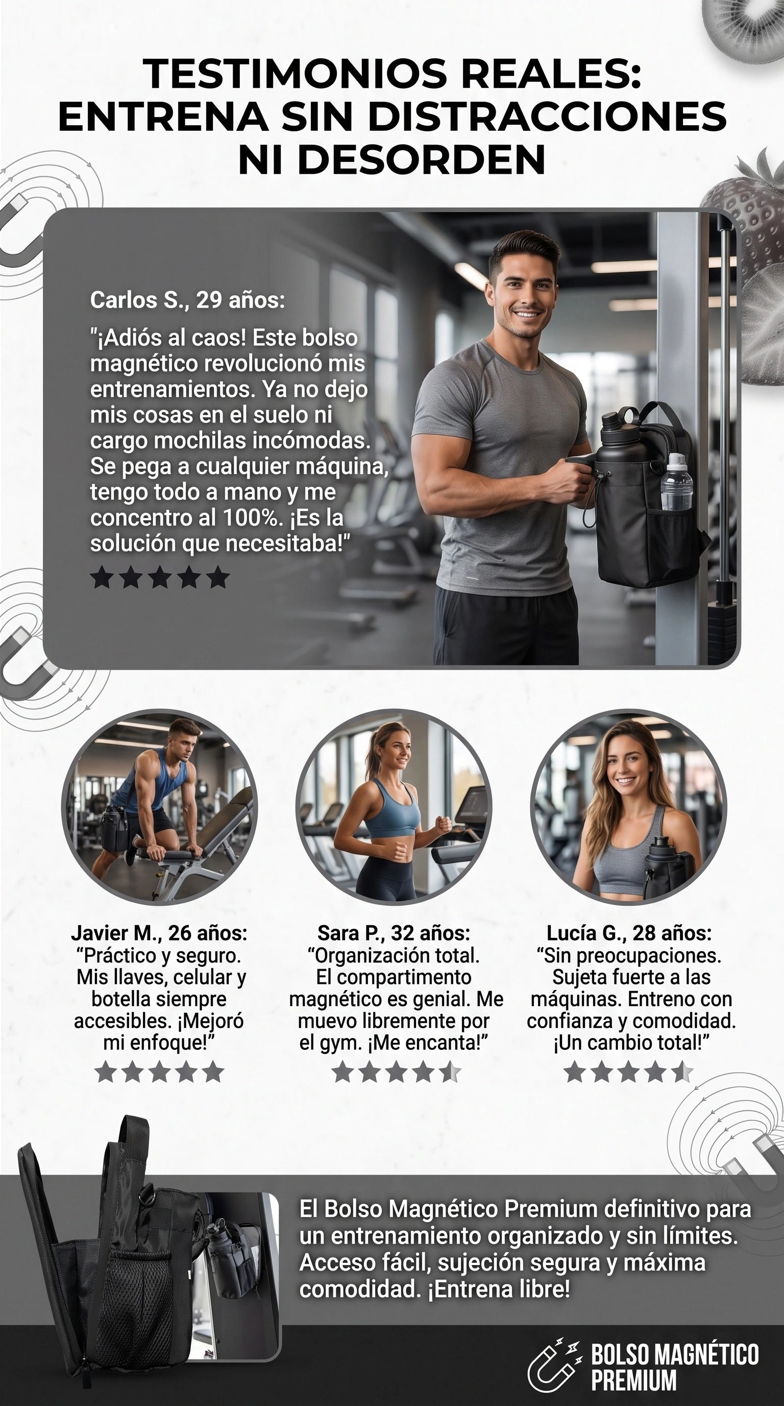 testimonials - BOLSO MAGNETICO PARA GYM